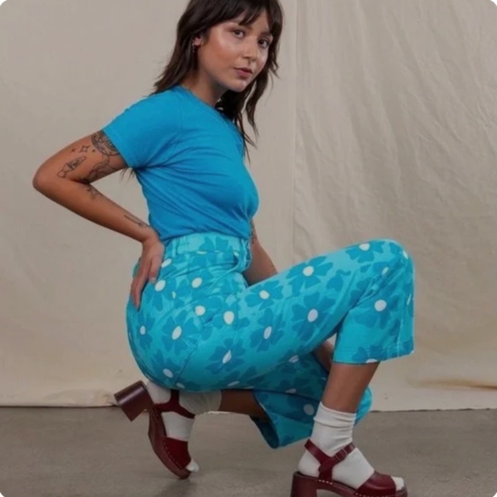 BIG BUD PRESS Blue Flower Classic Work Pants XS